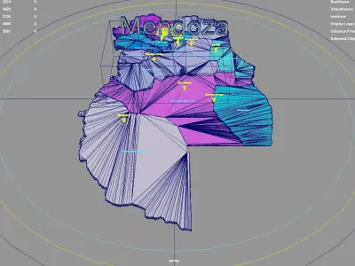 Mendoza  Argentina map region geography political geographic 3D model