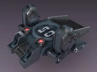 Sci-fi strobe capsule cabin deck console elevator shaft future 3D model