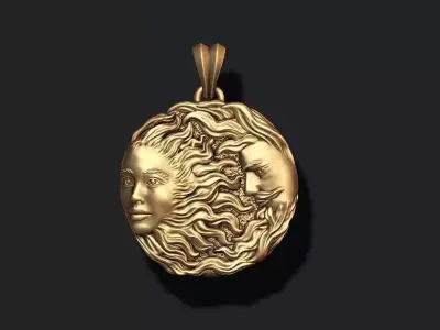 Sun and moon pendant 3D print model