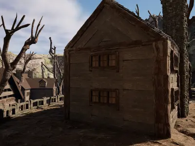 Rustic Medieval Cliffside House Free 3D model