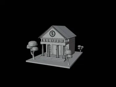 Bank Building 3D Illustration 3D model