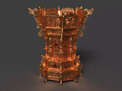Chinese Palace Lantern  Low-poly 3D model 6