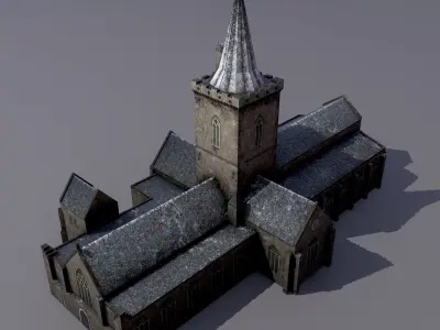 Church St Johns Kirk in Perth Low-poly 3D model