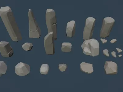 Stylised Rocks Low-poly 3D model