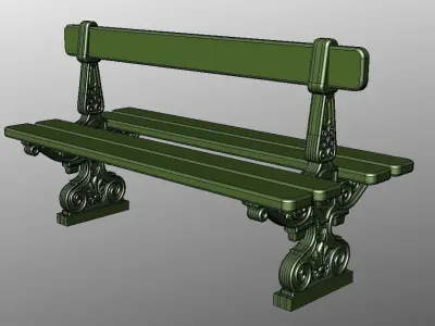 Parisian bench and fence 3D model