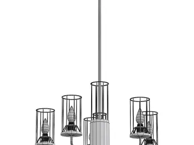 escada-584-5p light chandelier in brass and gold 3D model