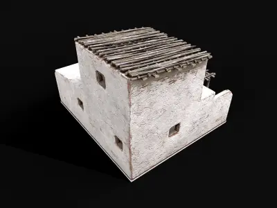 Village White Clay House 6 Low-poly 3D model