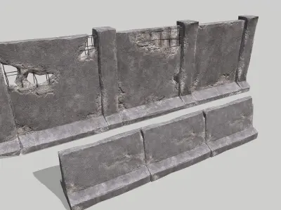 Old Concrete Walls Low-poly 3D model