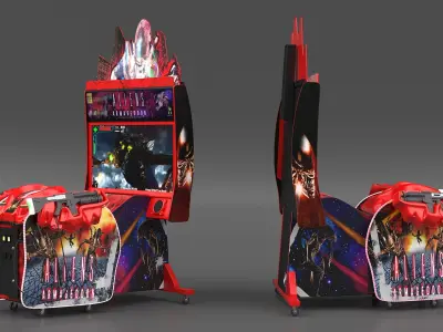  Arcade Machine Aliens Armageddon On State State Rigged for Cinema 4D 