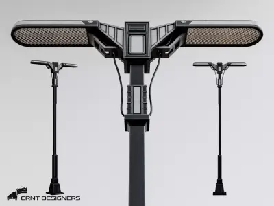 Sci-Fi Streetlight Low-poly 3D model