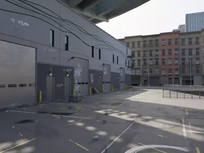 Garage alleyway street  Low-poly 3D model