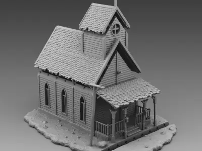 Church with cross on top 3D print model