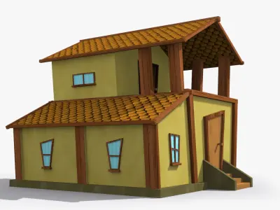Cartoon House c Low-poly 3D model