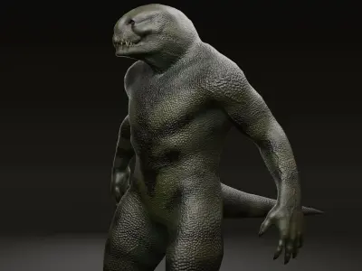 Reptiloid monster creature Low-poly 3D model