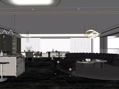 Italian style light luxury living room 3D model