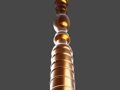 Gold and Blue double-bladed lightsaber Low-poly 3D model