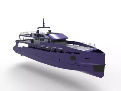 purple yacht 3D model