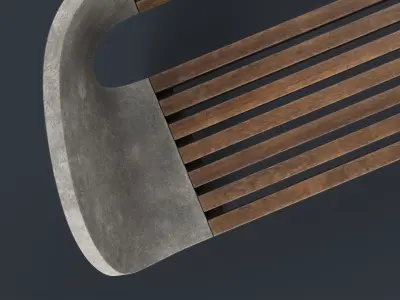 Modern Outdoor Bench 29 PBR Game Ready Low-poly 3D model