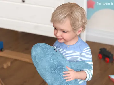  Boy Holding IKEA Stuffed Shark Toy Fur 