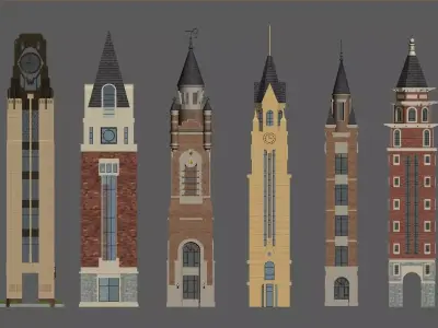 European-style Clock Tower 3D model