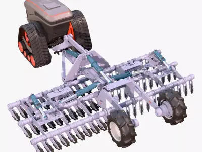 Autonomous Tractor Plow Farming M1 3D model