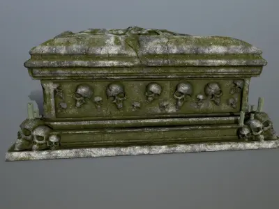 tomb 1 with skulls on top Low-poly 3D model