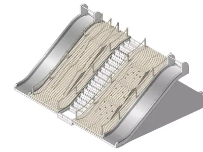 Childrens Playground with Two Slides and Ropes 3D model
