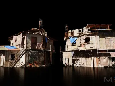 Abandoned Buildings Low-poly 3D model