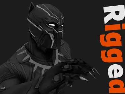Black Panter Civil War Marvel Rigged Low-poly 3D model