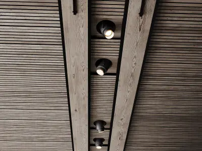 Wooden ceiling design with lighting 3D model