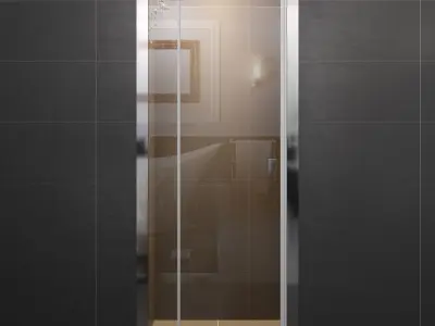 Bathroom set 1 shower stall with glass door 3D model