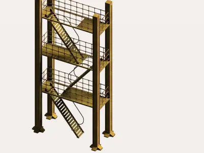 Multi-floor industrial type high platform Low-poly 3D model