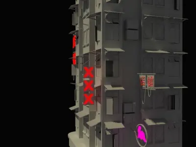 Hong Kong Building Low-poly 3D model