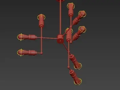 JERSEY industrial style chandelier with six light bulbs 3D model
