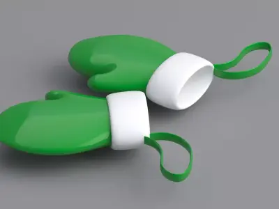 christmas hand gloves Green 3D model