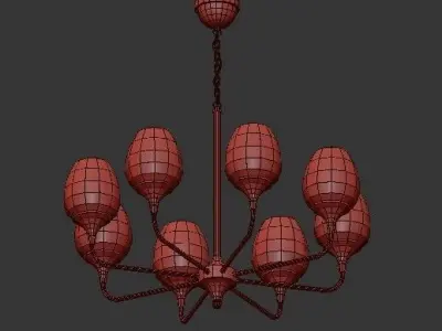AX373 chandelier made of brass with glass shades 3D model