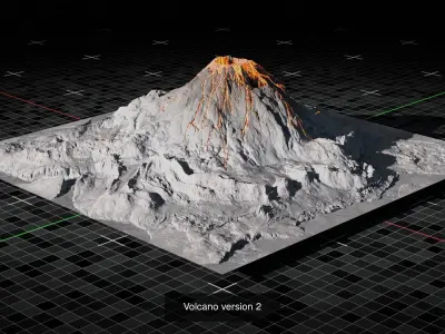 Volcano Landscape Terrain Assets 3D Model Pack