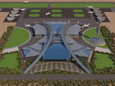 4 Scenes Projects - Architecture Airports - 2021 - Collection 02 3D Model Pack