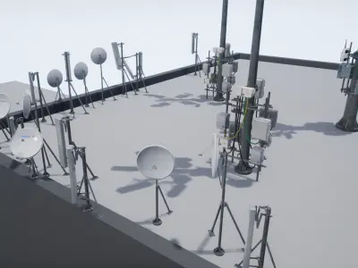Cellular  TV  Radio  Antenna towers Low-poly 3D model