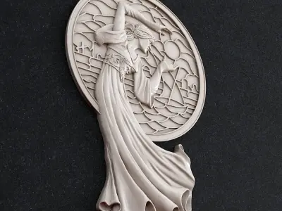 Jewelry pendant Girl stained glass window 3D print model