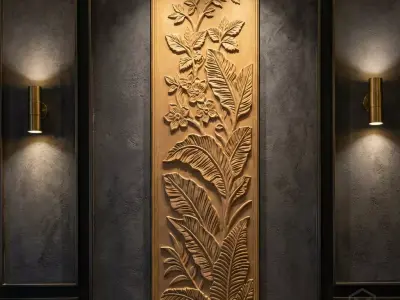 Modern Flower Relief Panel Wall Decor Set STL Mural CNC 381 3D model