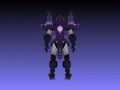 Virallon Futuristic Rigged Robot Character with Animations Low-poly 3D model