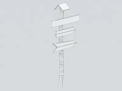 Signpost3 wooden sign with arrows Low-poly 3D model