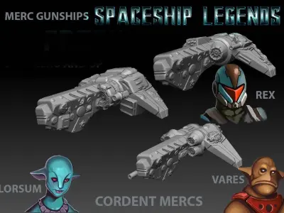 FLEETCORE - 19 20 21 CORDENT MERCS GUNSHIPS 3D print model
