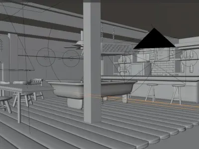 Bar with Pool Table Free 3D model