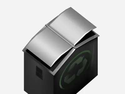Metal box type metal dust bin Low-poly 3D model