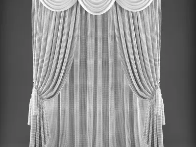 Curtains curtain with drapes Low-poly 3D model
