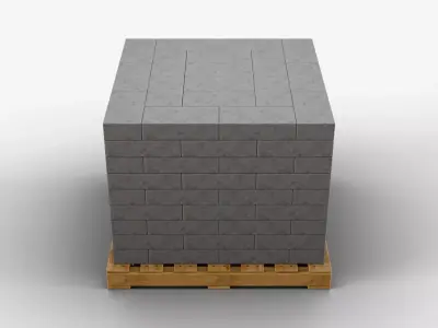 Wooden Pallet with Bricks 5 3D model