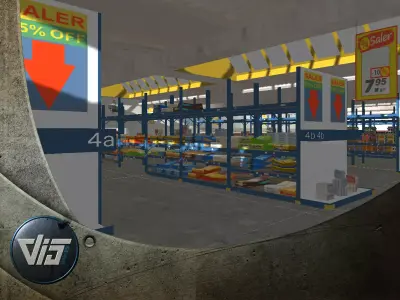 Supermarket roof of building Low-poly 3D model