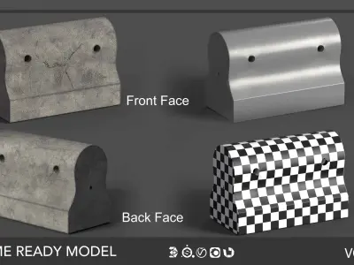 10 Newjersey Barriers Low-poly 3D model